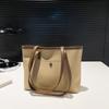 Trendy Black White Brown Khaki Pu Tote Bag For College Students And Everyday Use