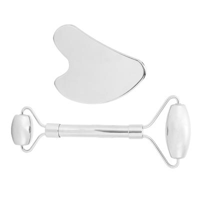 Ролик для лица из нержавеющей стали, инструмент Гуа Ша, роликовый массажер для кожи лица, скребковая доска