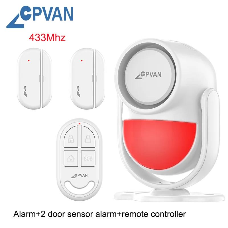 CPVAN infrared Motion Detector Home Burglar Security Protection Alarm Wireless 433MHz PIR Motion Sensor with Door sensor alarm