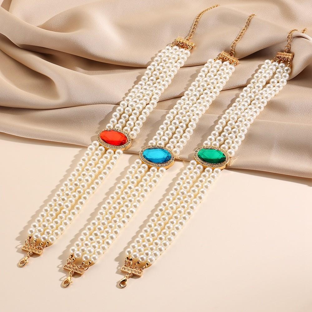 Многослойное элегантное дворцовое ожерелье с имитацией жемчуга и драгоценных камней, аксессуар на шею