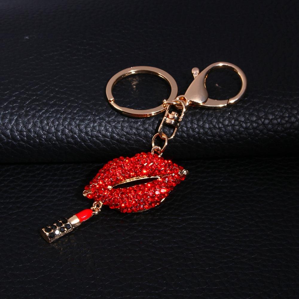 Sparkling Crystal Lip Keychain Sexy Lipsticking Lip Key Chain Lipstick Keychain Bag Pendant