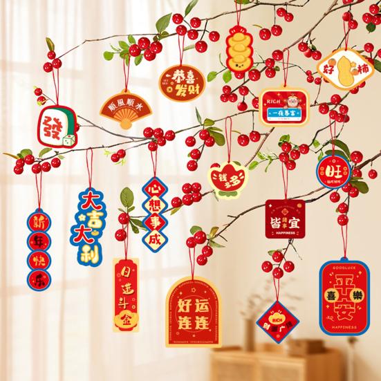 16/28 шт. Новогодние подвески в мультяшном стиле с пожеланиями удачи Лунный Новый год украшения Весенний фестиваль елочные украшения подвески