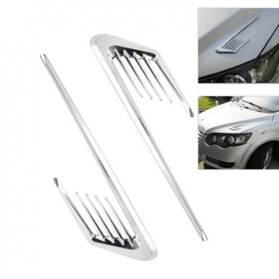 2pcs Chrome Car Side Fender Vent Euro Air Flow Decoration Sticker Accessories