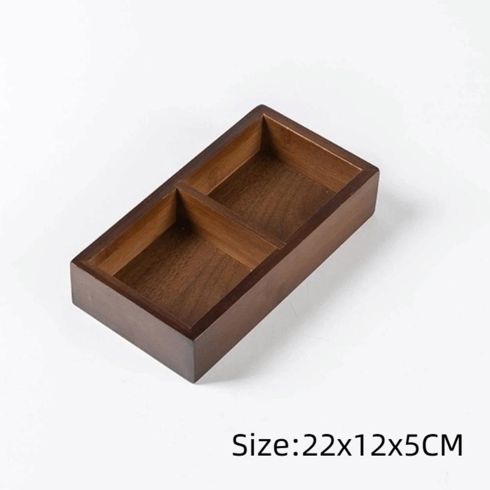 Multi-Grid Divided Plate Wooden Snack Storage Tray Reusable Bamboo Tray Candy