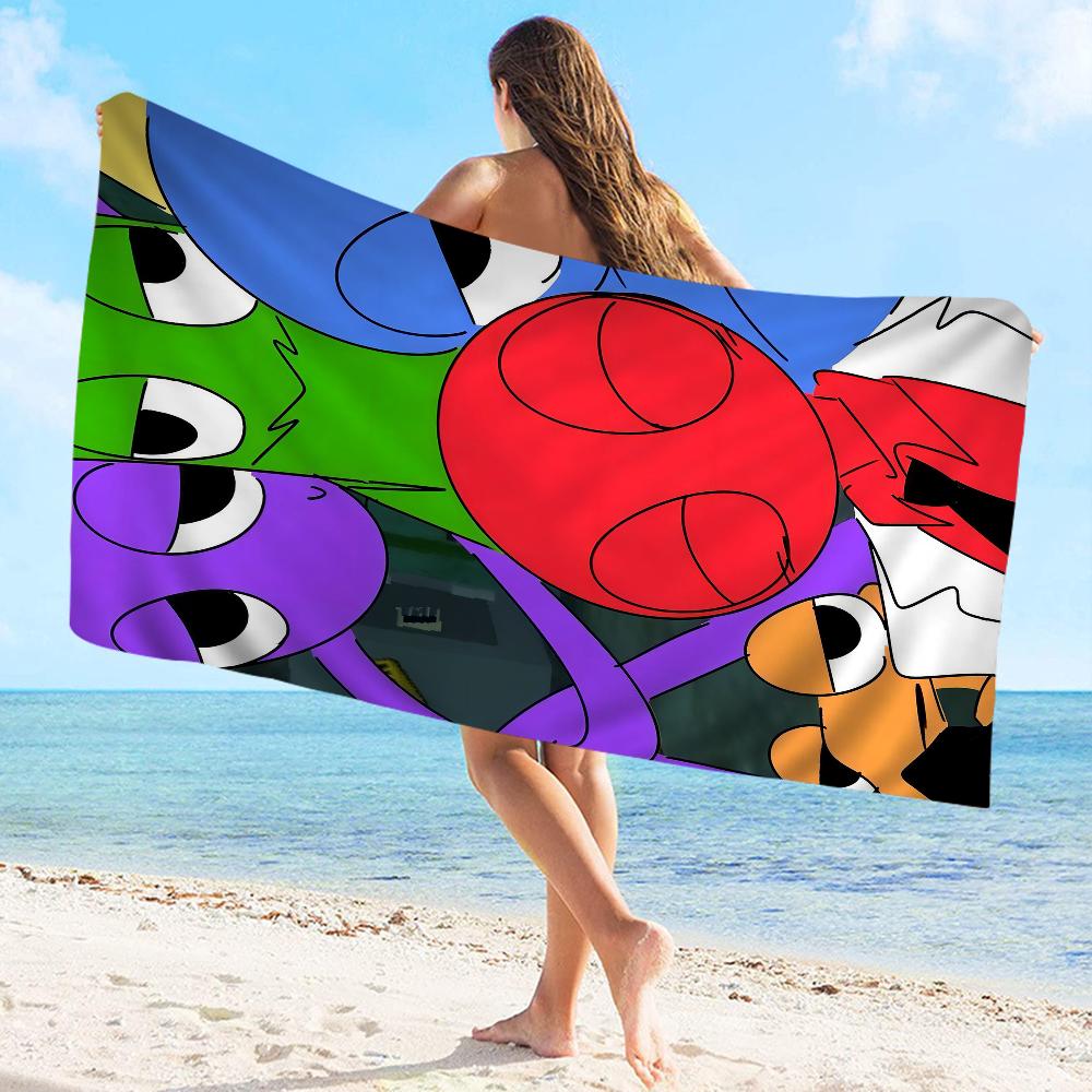 Rainbow Friends Toy Vintage Beach Towel Cartoon Cute Summer Kids Large Bath Pool Beach Towel Absorbent for Swimming Travel
