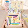 Wooden Variegated Mosaic Logic To Break Through the Puzzle Board Early Education Maze Walking Beads Interactive Desktop Puzzle Toy