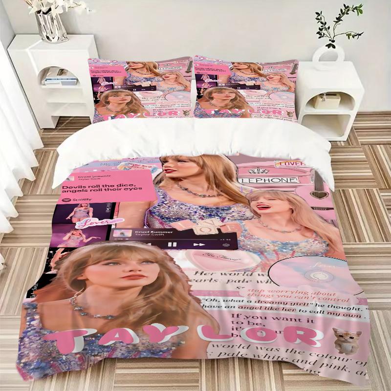 3Pcs Taylor Swift Music Collage Bedding Sets For All Sizes New 3D Printed Bed Cover Comforter Duvet Cover Pillowcase Bedroom Decoration