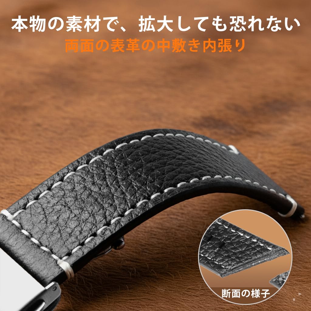 Кожаный ремешок для часов SUIMUMU 22 мм, двухслойная воловья кожа с узором личи, ретро-классический стиль, пряжка из нержавеющей стали, замена из натуральной кожи