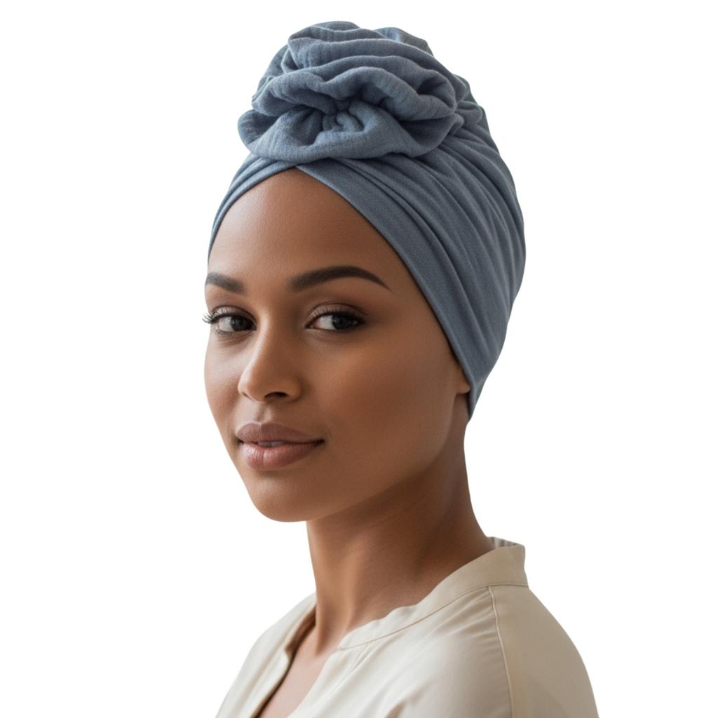 Classic Mussa 003 Turban with Rose Cotton Muslin Comfort and Style