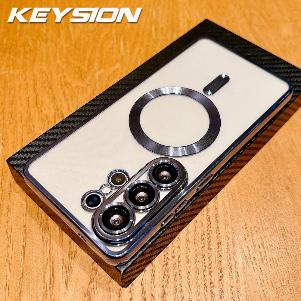 KEYSION Прозрачный чехол с магнитной окантовкой для MagSafe для Samsung Galaxy S26 Ultra 5G S26+ Ударопрочный защитный чехол для телефона с защитой объектива