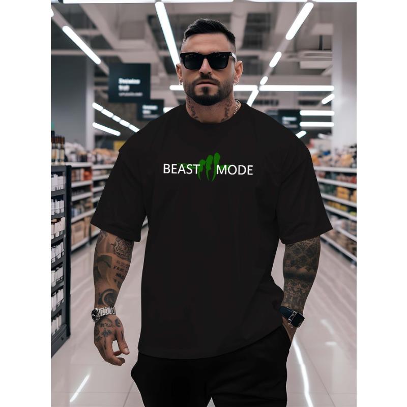 Европейский размер BEAST MODE 2025 Лето Открытый спорт и отдых Футболки с коротким рукавом. Мужские последние модные трендовые футболки с принтами большого размера