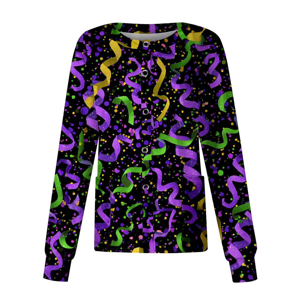 Women's Casual Long Sleeve Single Breasted Printed Dry- Top
