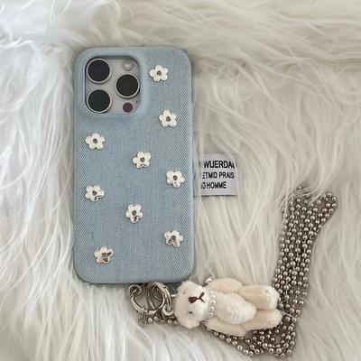 Креативный трехмерный джинсовый цветок для чехла на телефон Apple iPhone 16promax 17pro 14/15 милый