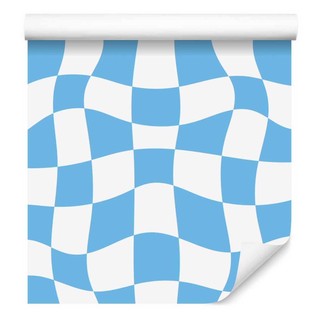 Wallpaper Casual Checkerboard Azure for Living Room and Bedroom 50x1000