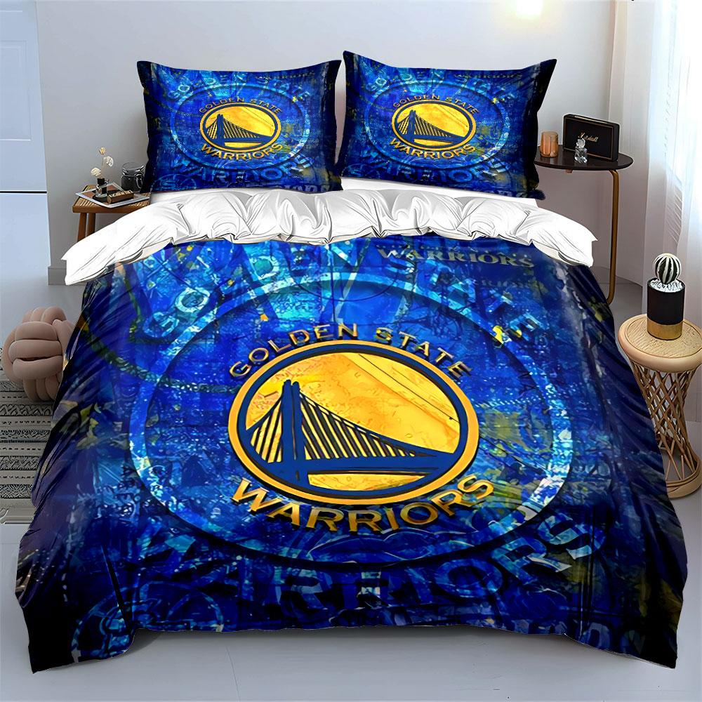 Постельное белье с логотипом Golden State Warriors Комплект пододеяльника Наволочки (1*Пододеяльник 2*Наволочки, без одеяла)
