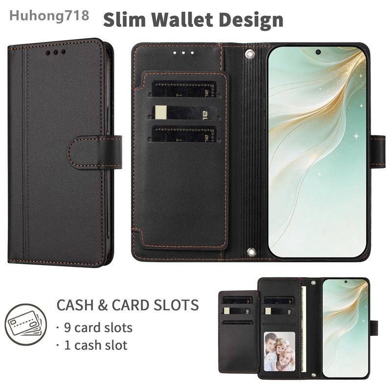 For Realme 12 12X 13 14 Lite Pro Plus 4G 5G Flip Wallet Case Leather Cover With Card Slot Silicone Hand Strap Wireless Charging