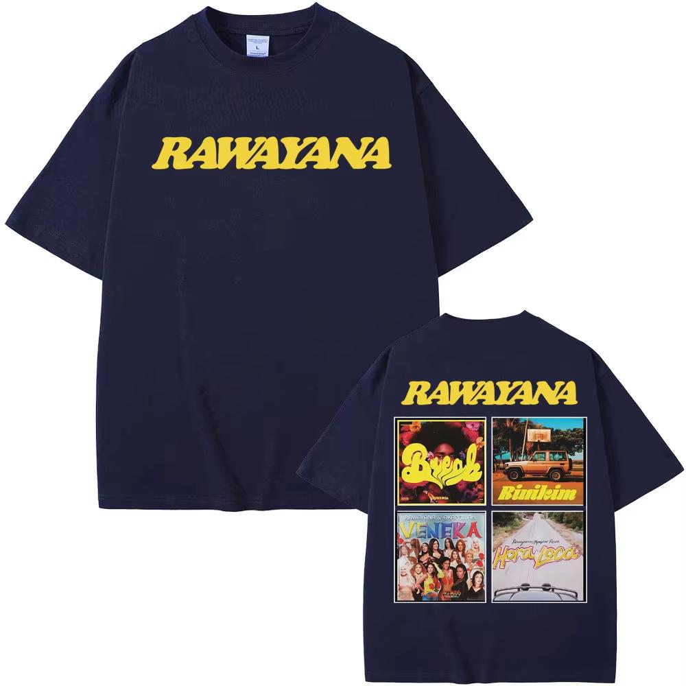 Футболка с обложкой альбома Rawayana Tour для мужчин и женщин Harajuku Hip Hop High Street Хлопковый комфорт Оверсайз футболка