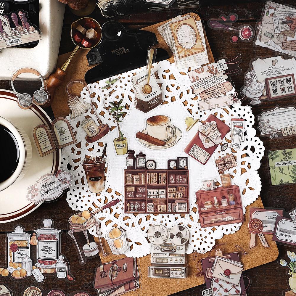 4style 40pcs Vintage Dark Art PET Stickers Creativity Decorative Diary Album Scrapbooking Collage material Junk Journal Supplies