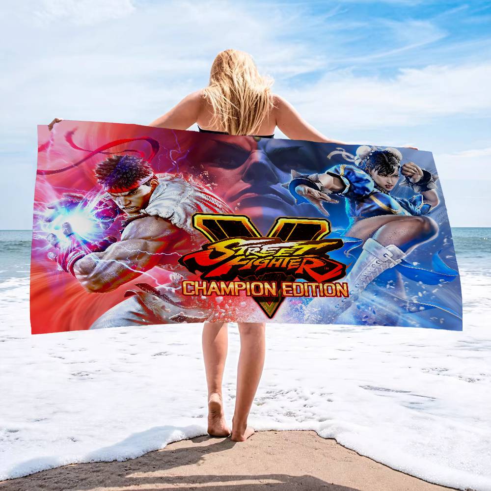 Street Fighter Retro Gamer Microfiber Printed Beach Towel Mountain Climbing Yoga Beach Swimming Running Absorbent Soft Towel