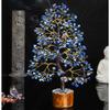 Showpiece for Home Decor Items Crystals Gemstones Bonsai Money Tree for Good Luck, Decoration Gift Item - 10-12 Inch (Lapis Lazuli Golden Wire)