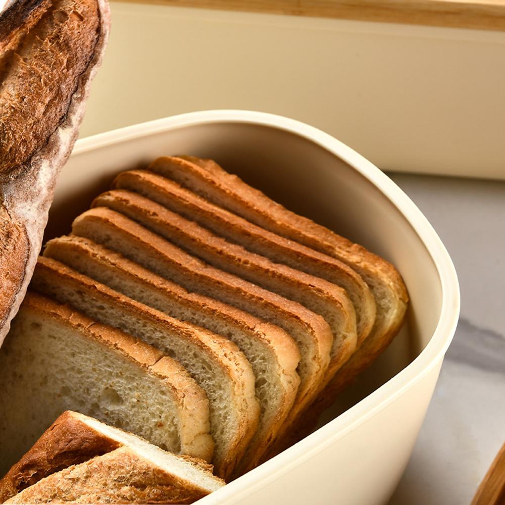 Bamboo Cover Storage Boxes Home Bakery Desktop Decor Organizer Kitchen Bread Box Dessert Snack Breadbasket Food Container