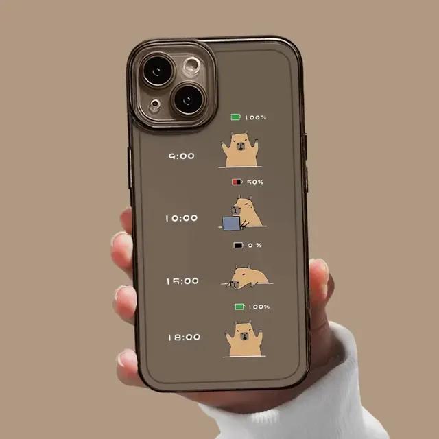 Чехол для телефона с милым мультяшным капибарой для Iphone 12 13 11 14 15 Pro Max X XS MAX XR 7 8Plus SE2, мягкий чехол с забавной парой животных, чехлы