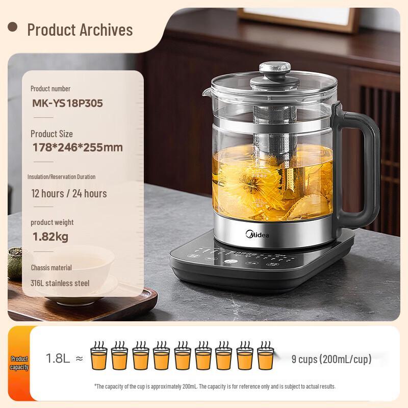 Midea 1.8L Automatic Health Kettle & Tea Maker