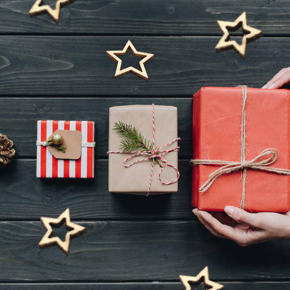 100 Pieces Wooden Hollow Star Decoration Wooden Discs Embellishments Craft Making DIY for Wedding