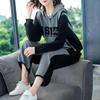 Suit Women Large Size Cotton Hooded T-shirt Pants Two-piece Comfortable Short-sleeved Top and Longs Pants 2PC Suit