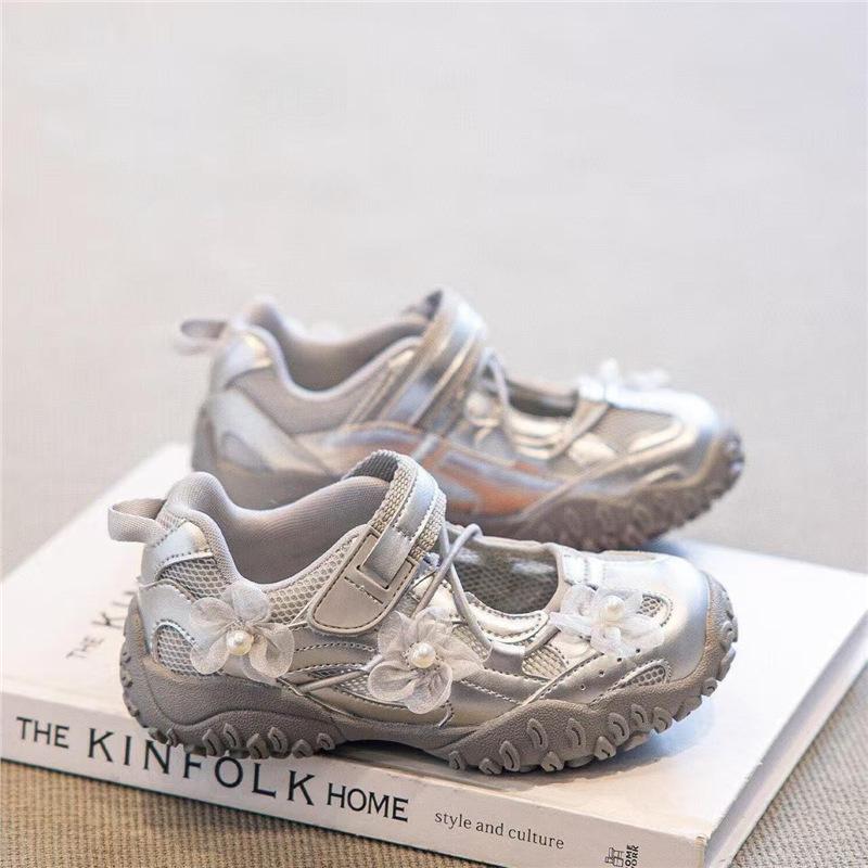 Girls sneakers summer new girls princess half sandals children's shoes mesh breathable casual shoes