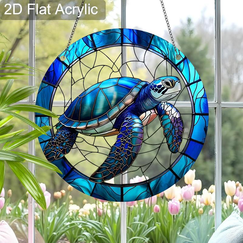 Acrylic Sea Turtle Suncatcher Stained Glass Effect Window Hanging Ornament Turtle Lover Gifts