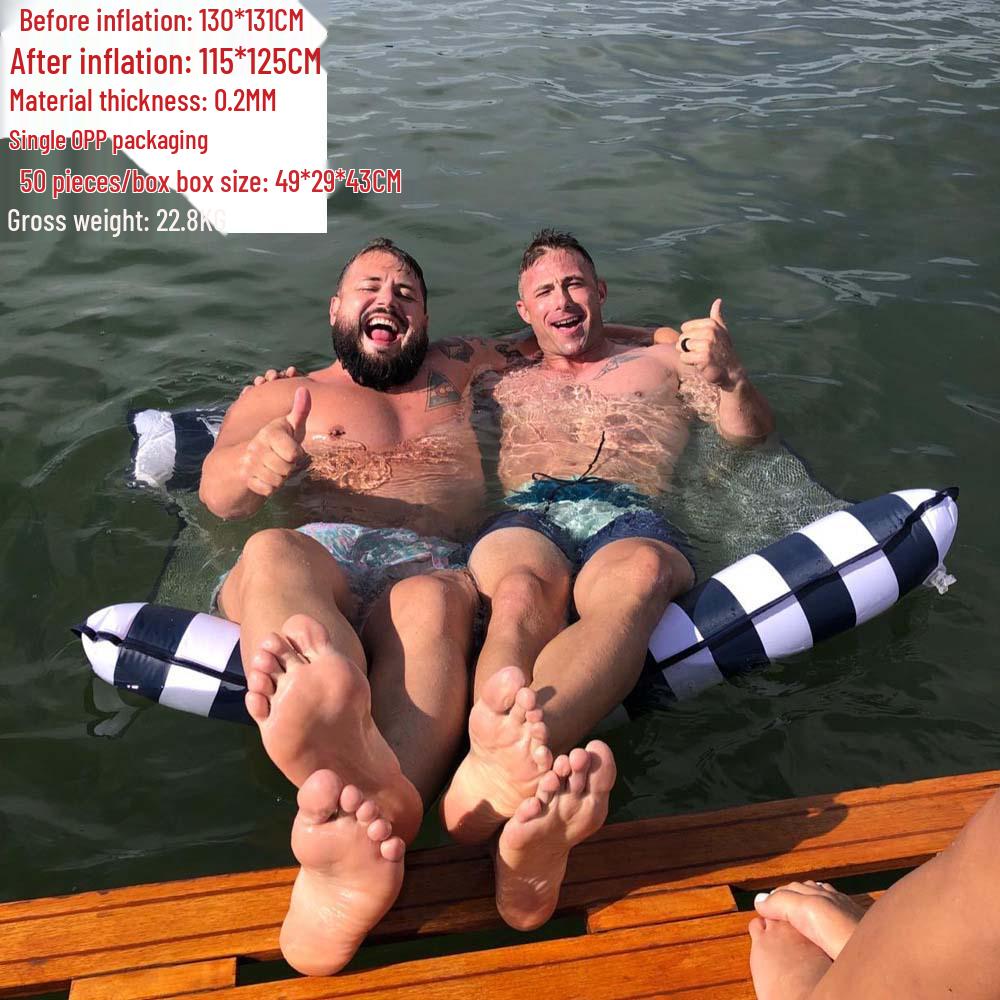 Складной полосатый гамак для бассейна: Надувной матрас-реклайнер нового стиля с сеткой