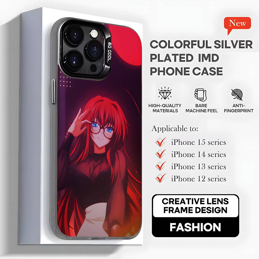 Чехол для телефона R-Rias Gremory High School для iPhone 16,15,14,13,12,11,Mini,Pro,MAX,plus, Черный Матовый Ударопрочный Чехол