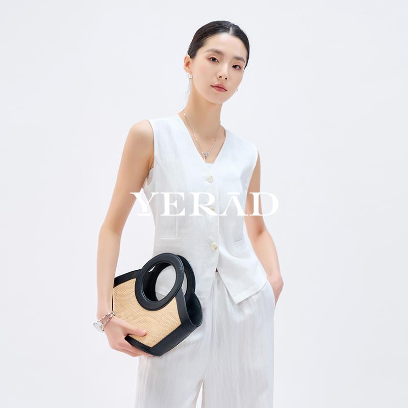 Yalida Relaxed Old Money Style Linen V-neck Vest Women's Casual Top Lyocell Short Clip
