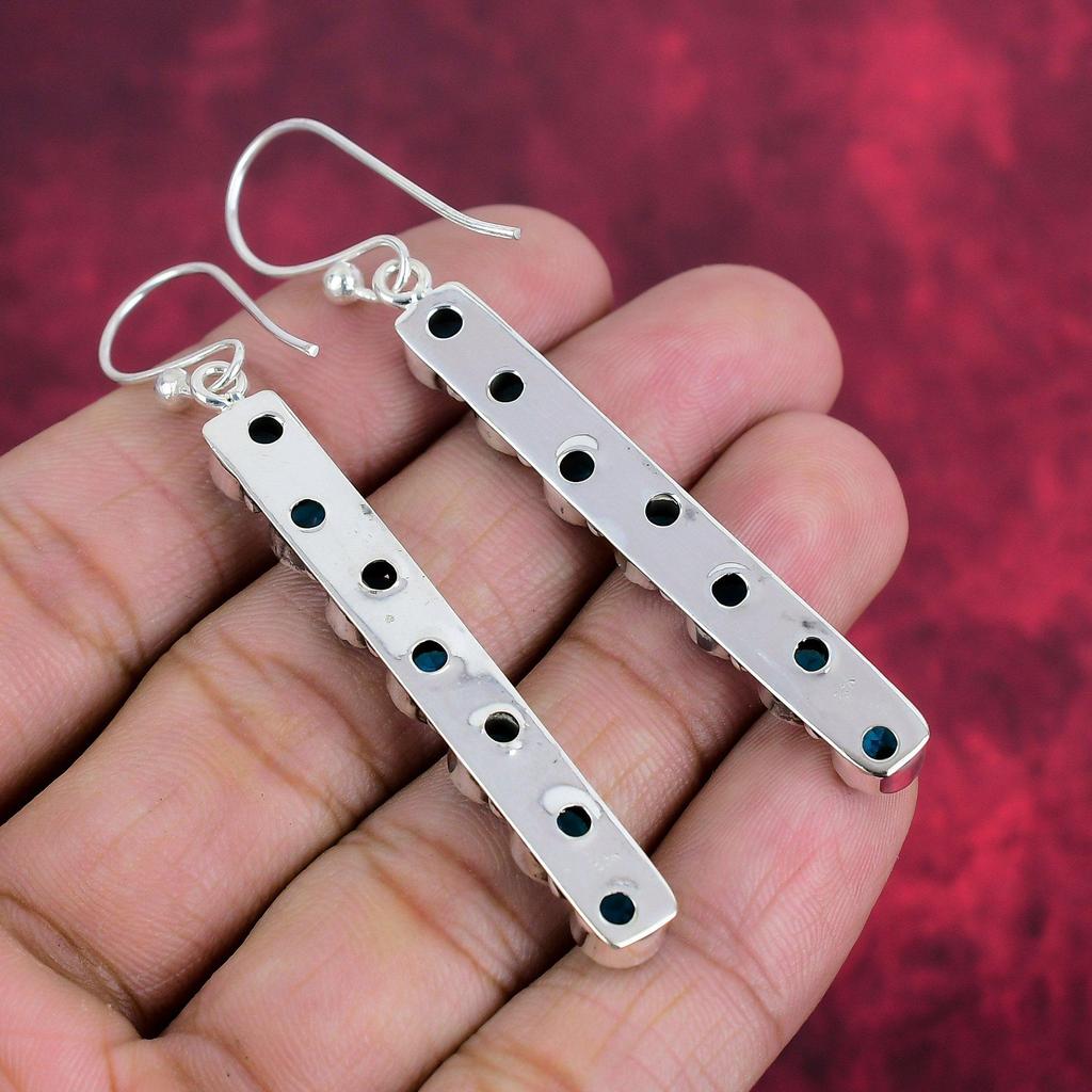 Серьги с голубым топазом, ювелирные изделия из цельного серебра 925 пробы с драгоценными камнями, серьги ручной работы, на День благодарения