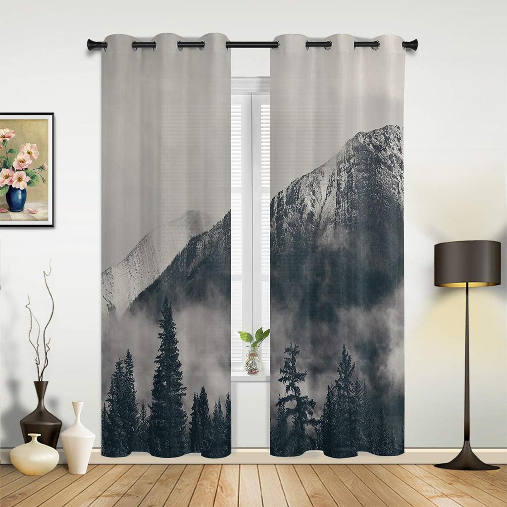 Maple Leaves Red Forest Starry Sky Window Curtains Home Decoration Living Room Curtains Kid's Room Cortinas For Kitchen Bedroom