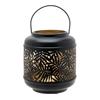 Country Living Black Metal Leaf Lantern with Gold Inside - 17cm Tall