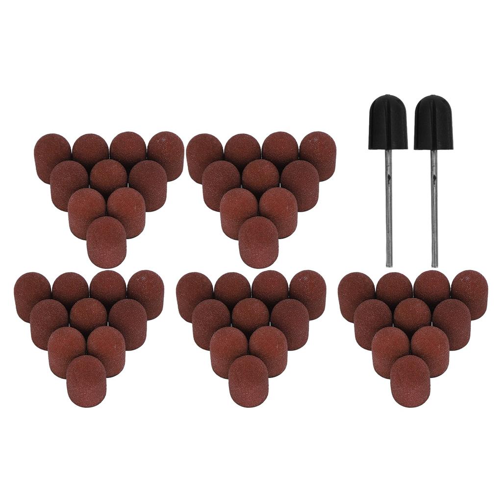 Professional Nail Polish Tool Kit 50pcs 180# Grit Nail Sanding Cap 2pcs Sanding Shaft