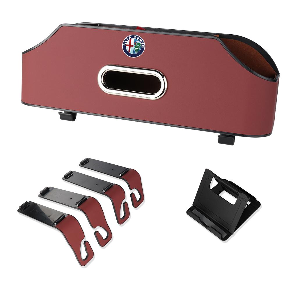 Car Backseat Organizer Hanging Seat Back Tissue Water Cup Holder For Alfa Romeo Giulietta GT 159 147 Giulia F1 Stelvio Volante vs2