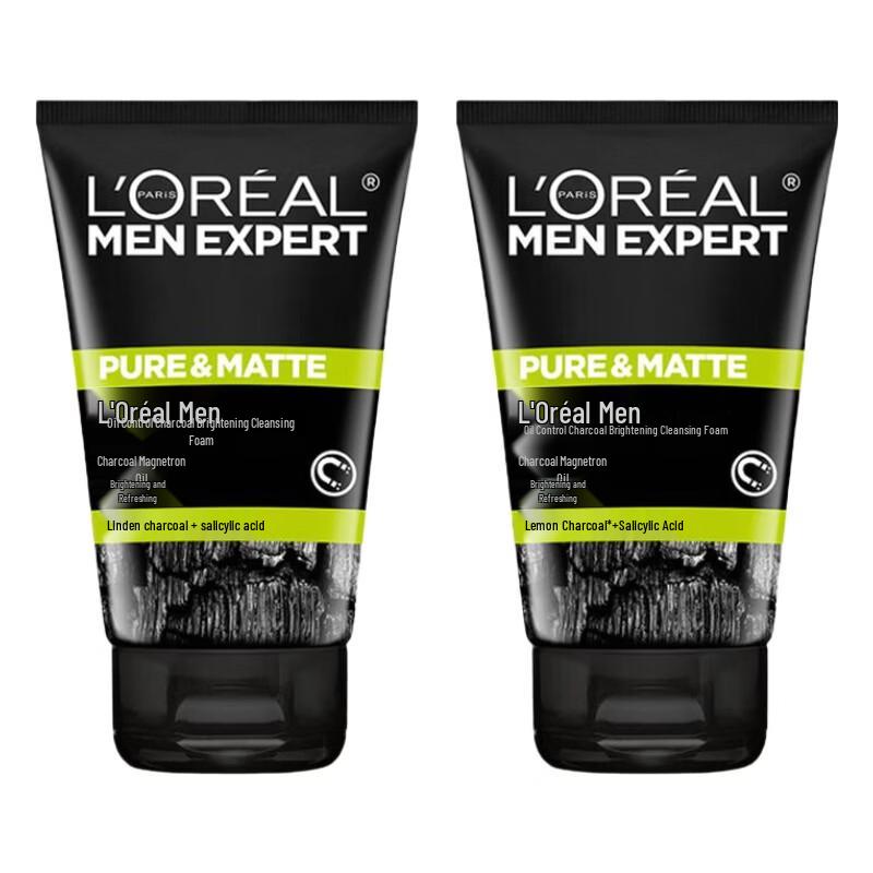 L'Oréal Мужской очищающий гель для лица с углем для контроля жирности (2x100мл)