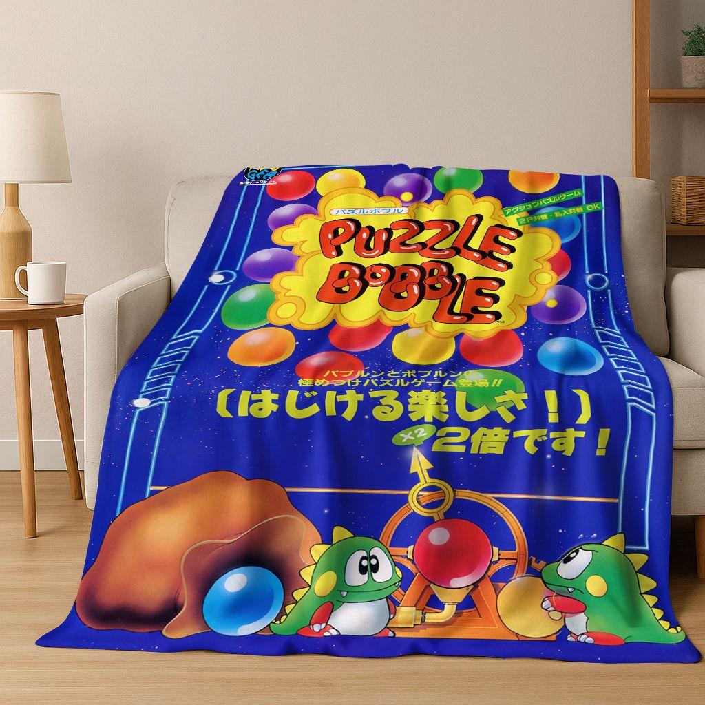 3D Retro Game Bubble Bobble Cartoon Flannel Blanket,Cozy Soft Throw Blanket for Home Bedroom Bed Sofa Picnic Cover Gift Kids