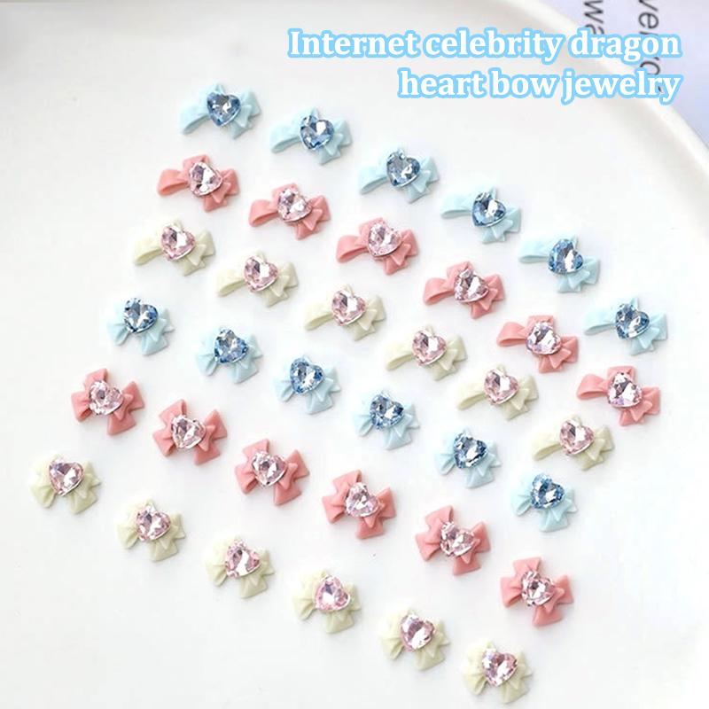 5 шт. DIY украшения для ногтей 3D лента бант блестящие кристаллы любящее сердце сверла для ногтей для маникюра дизайн аксессуар