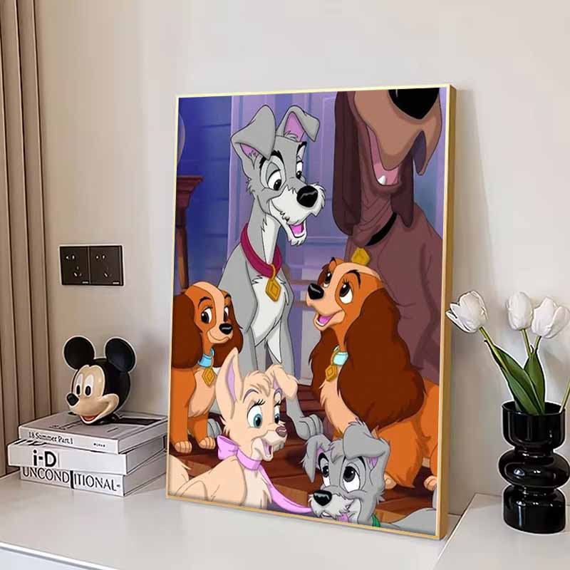 Disney Мультяшная Алмазная Живопись Леди и Бродяга Теплая Семья 5D DIY Арт Набор для Вышивания Крестиком Мозаика Вышивка Домашний Декор Подарок