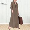Женское весеннее платье с отложным воротником, свободное однобортное однобортное платье с длинными рукавами и карманами на пуговицах, тип рубашки до щиколотки, осеннее повседневное платье макси