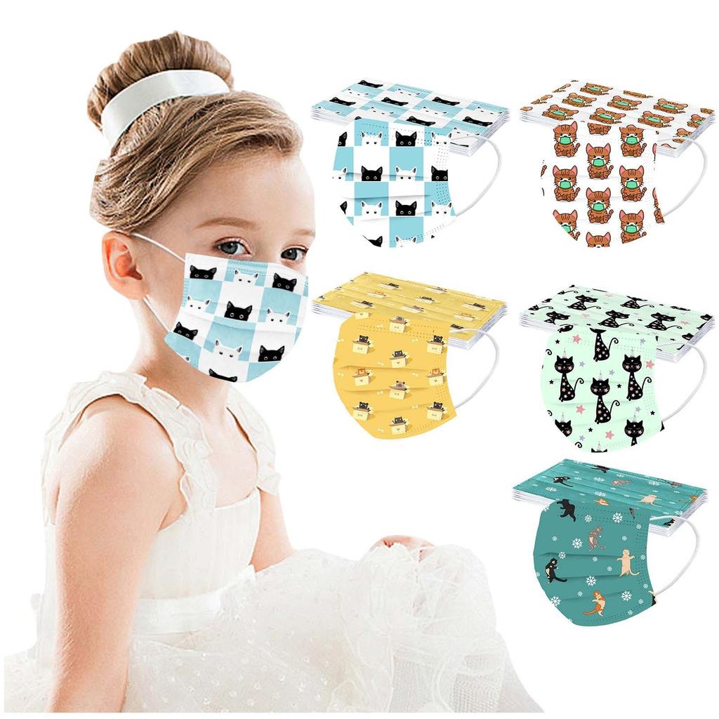 Kids Cat Mask Disposable Face Mask Industrial 3Ply Ear Loop 50PCS Mask