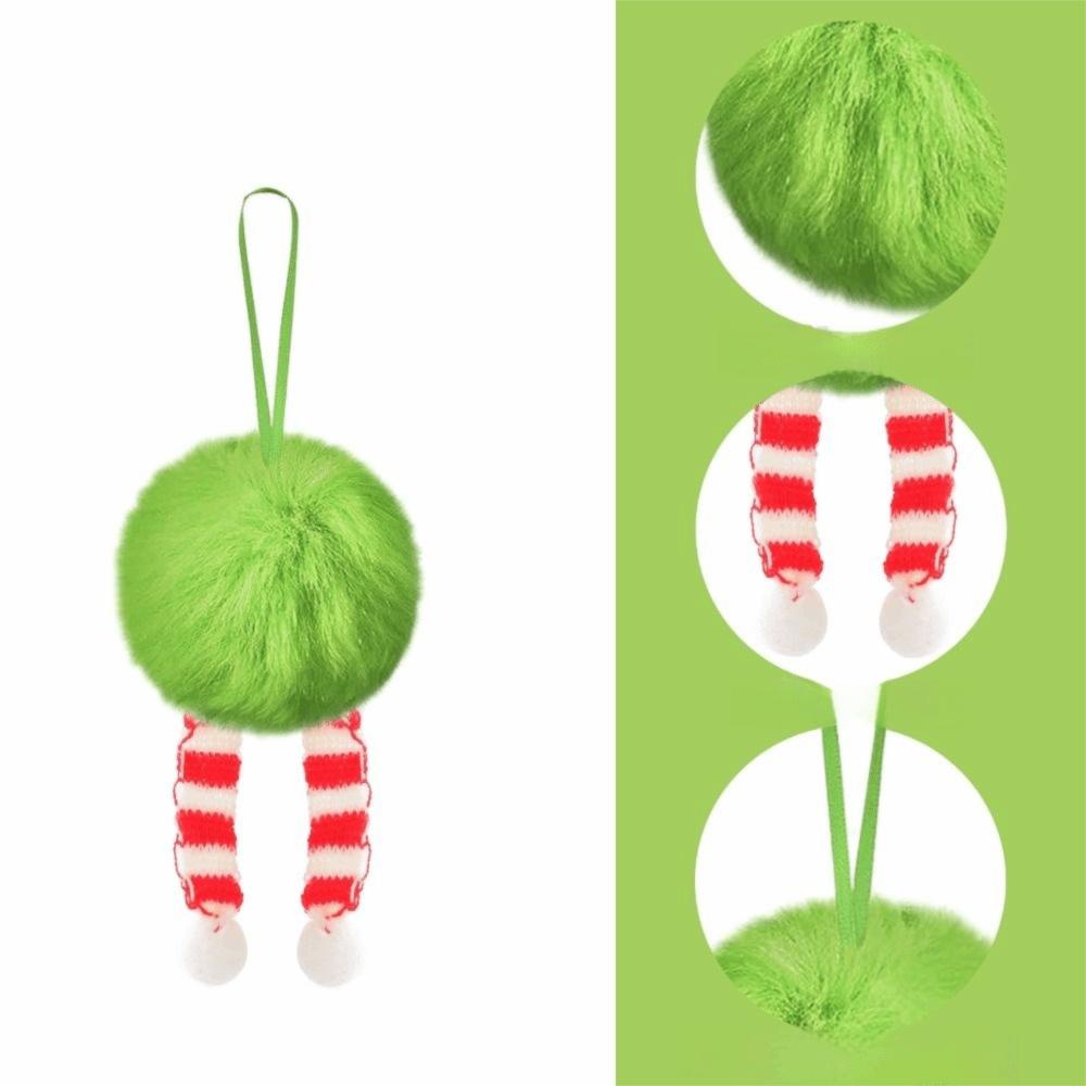 Furry Christmas Ball Lime Green DIY Christmas Tree Decoration Ball 6cm with Bow Christmas Hanging Decorations Navidad