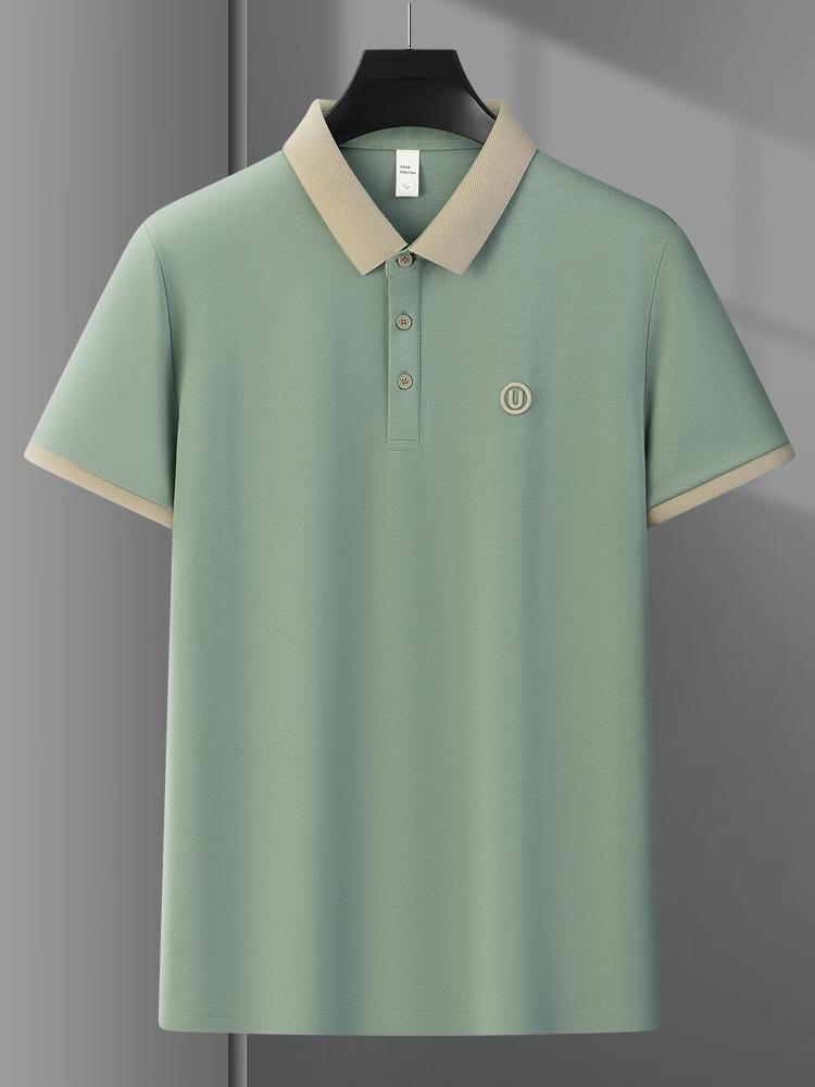 Мужская рубашка поло с коротким рукавом: Летняя повседневная легкая роскошь с вышитым лацканом для модных пап