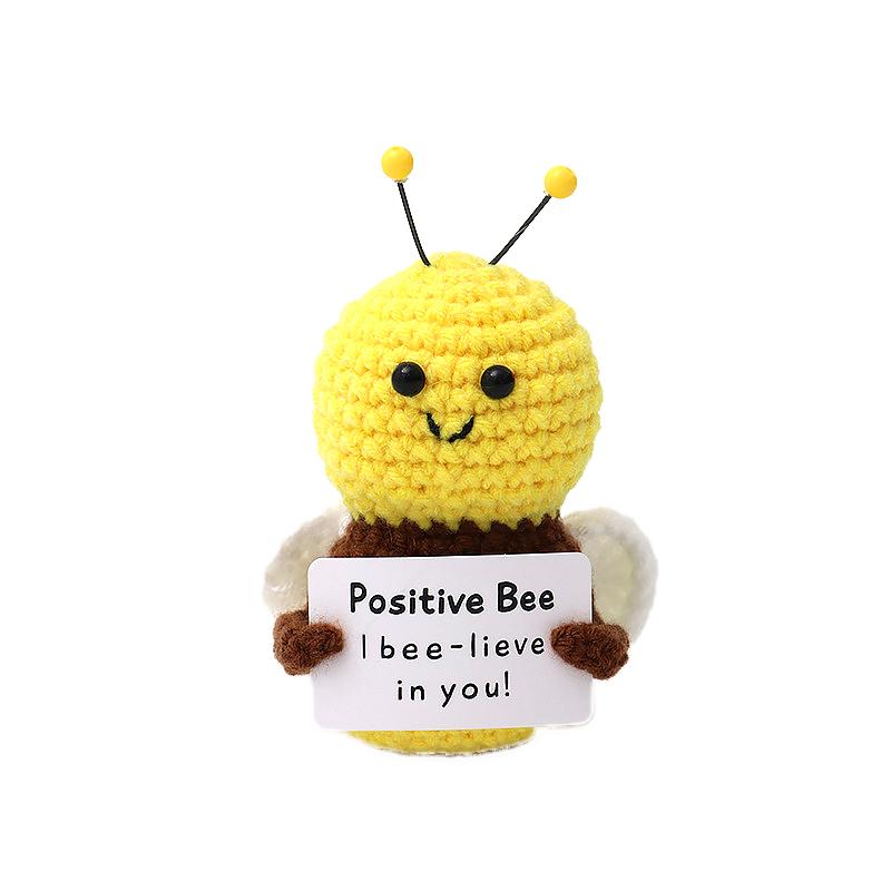 1 шт. тканевая пчела, милая фигурка пчелы, готовая продукция, положительная энергия, ручная работа, вязание крючком, миниатюрная шерстяная кукла, украшение для рабочего стола