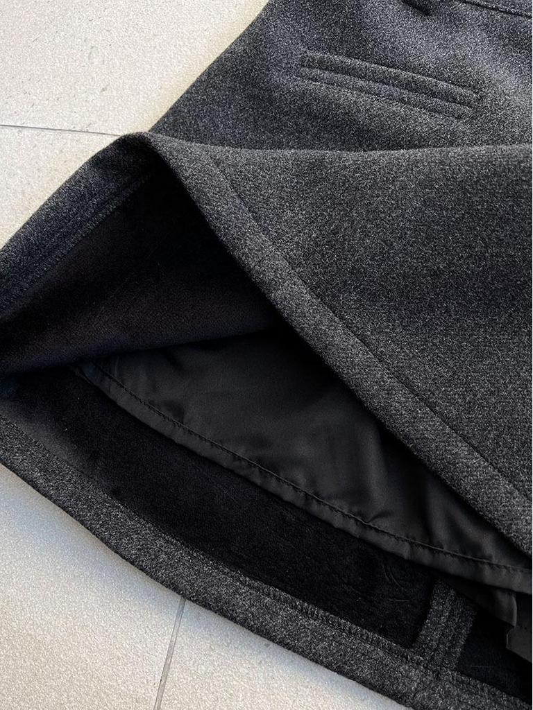 Юбка миди А-силуэта Luxi Retro High-End из шерсти - Женская 2025 Зимняя Приталенная Мини-юбка Бодикон на флисовой подкладке