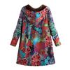 Womens Winter Warm Outwear Floral Print Hooded Pockets Vintage Oversize Coats